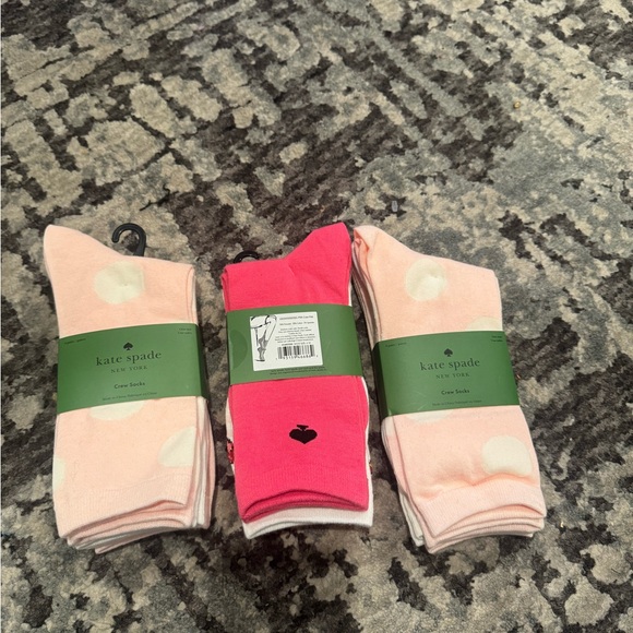 3 pairs Kate Spade Pink and White Crew Socks - Picture 10 of 11